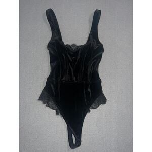 Forever 21 Teddy Women's Small Black Velvet Lace Tong Lingerie